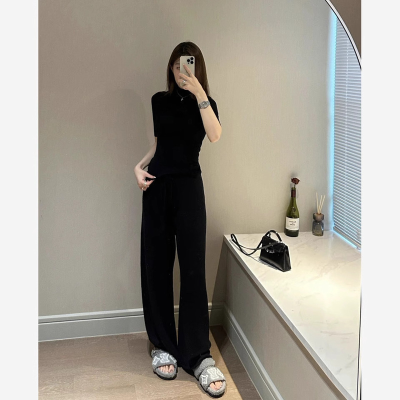 洋气修身五分袖打底衫女2025秋季新款半高领羊毛中袖针织衫女上衣|undefined