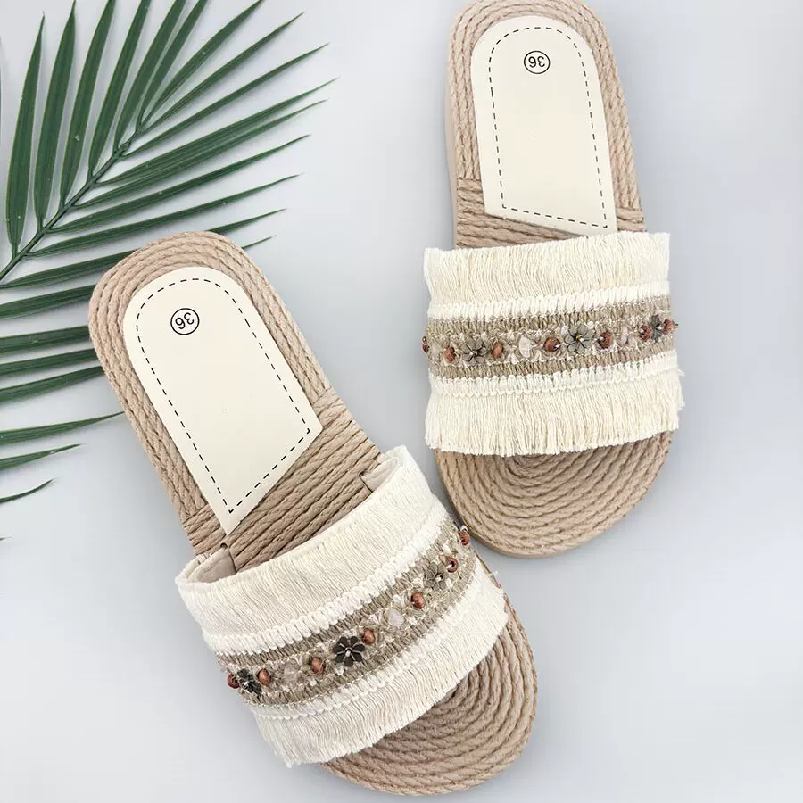 波西米亚厚底坡跟凉拖鞋女士夏季时尚流苏编织民族风鞋一字拖外穿