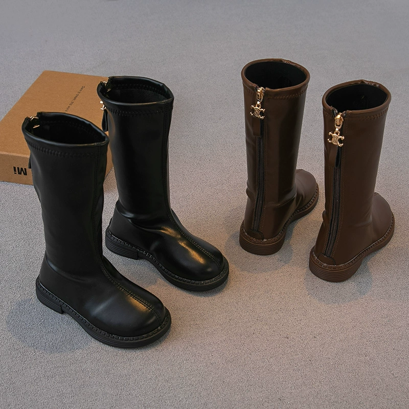 Сапоги для девочек сапоги 2024 новые весенние осенние сапоги для детей высокие сапоги маленькая девочка принцесса кожаные сапоги