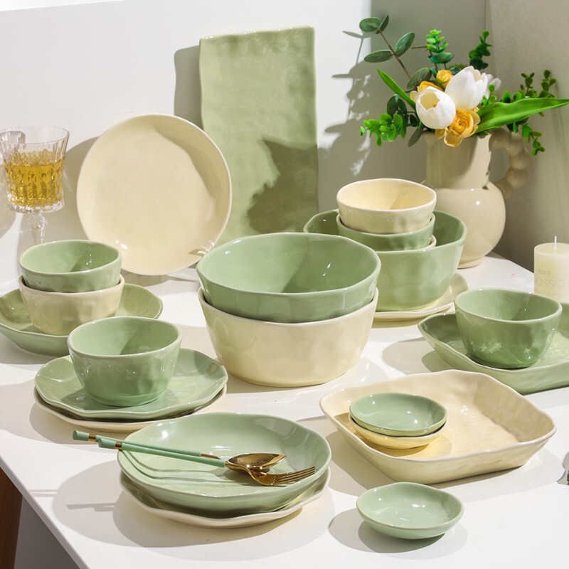 Household rice bowl Nordic tableware 4.5-inch bowl soup bowl fish plate dish cream style new bowl dish spoon small fresh