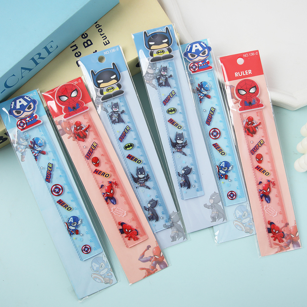 Nuevo superhumano transparente 15cm regla recta para estudiantes de primaria hermosa regla de dibujo animado regla de alta calidad de medición regla de papelería