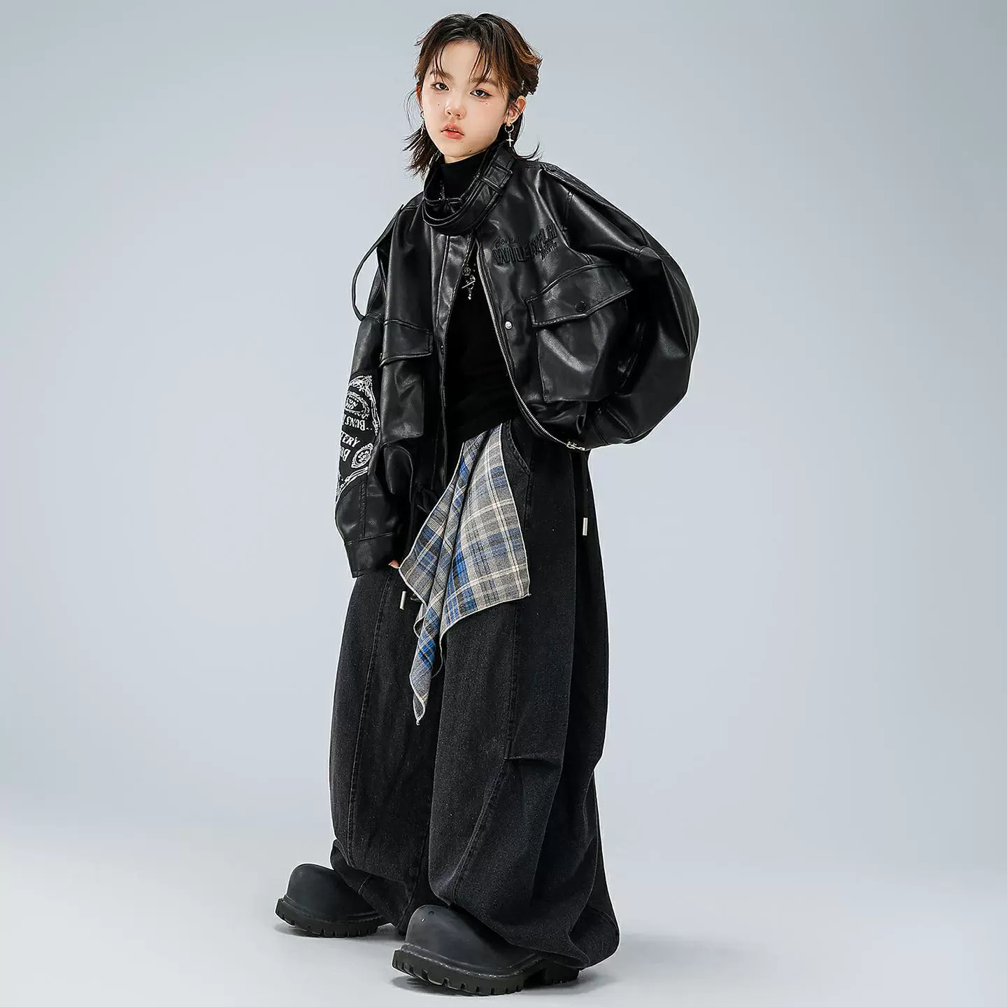 街舞儿童潮服元旦hiphop酷帅时髦男童舞蹈套装女童个性演出服穿搭