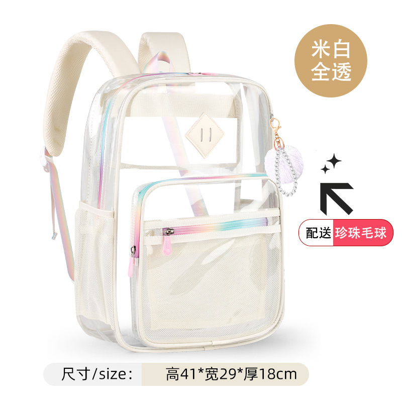 Mochila escolar transparente impermeable PVC, varios tamaños
