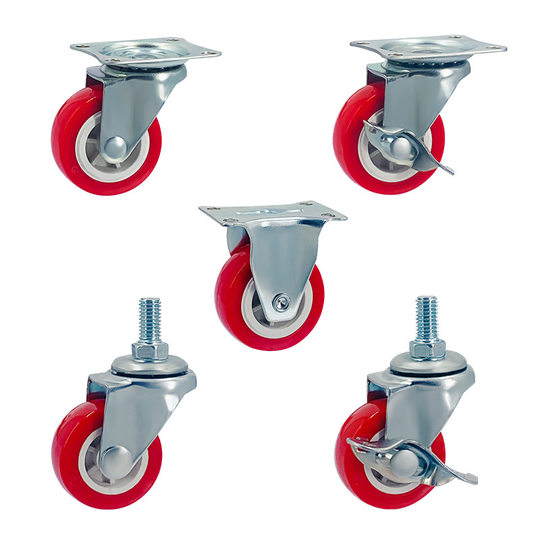 Caster 1.5inch 2inch Small Red Wheel Pvc Caster Universal Wheel Silent Wheel Industrial Caster Furniture Display Stand Wheel
