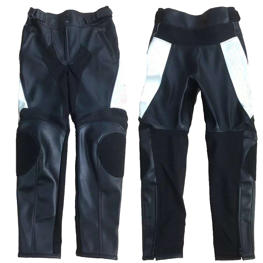 Motocicleta motocicleta jinete pantalones de cuero calle corriendo carreras anti-caída a prueba de viento ropa de montar pantalones de cuero de la motocicleta Pantalones