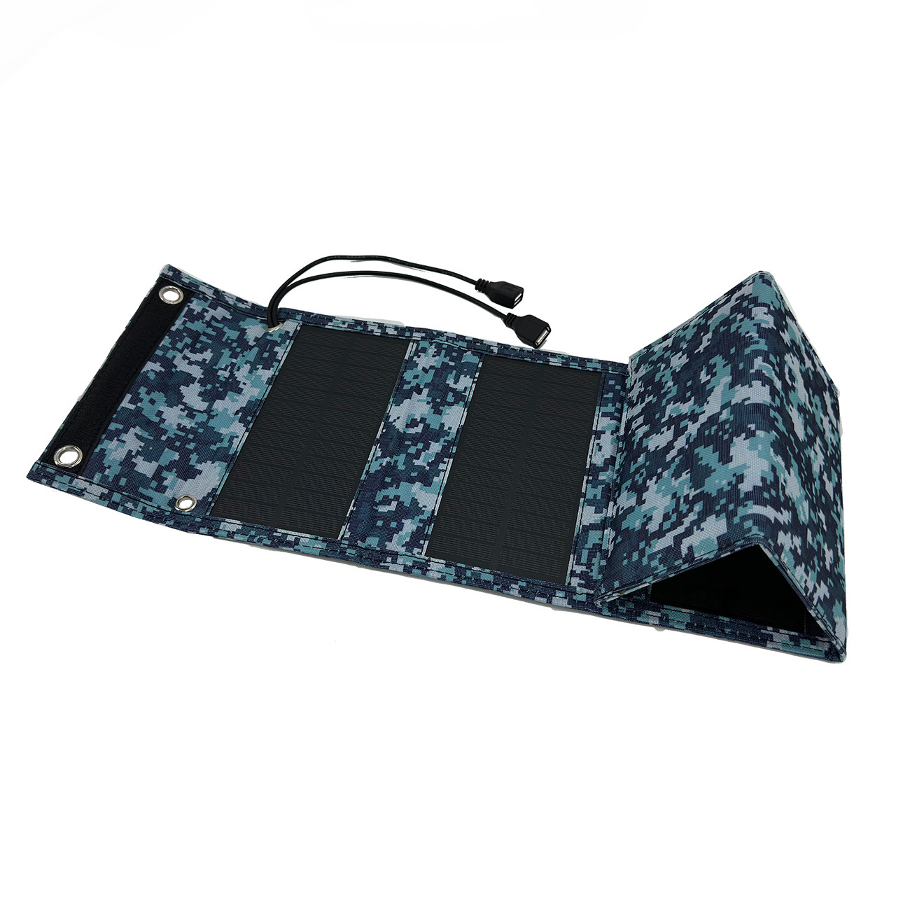 跨境专供单晶12W太阳能折叠包 5V双USB 移动储能伴侣发电光伏发电