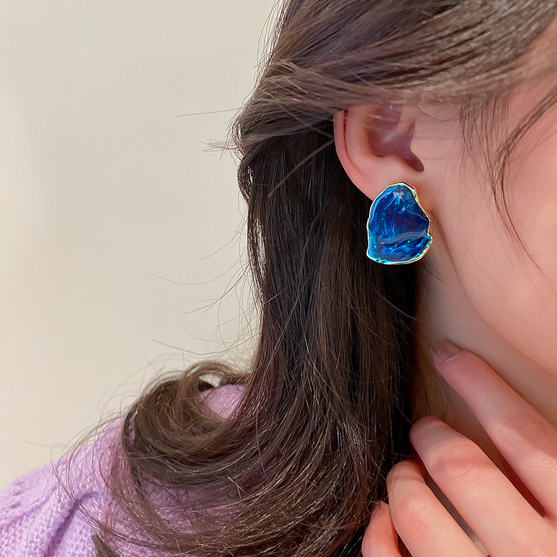 Housewarming, Anniversary, Business, Wedding, Travel, Birthday, Festival Occasion Alloy Material Geometric Pattern Fashion Ink Blue Color Geometric Circle Square Triangle Alloy Earrings Wholesale