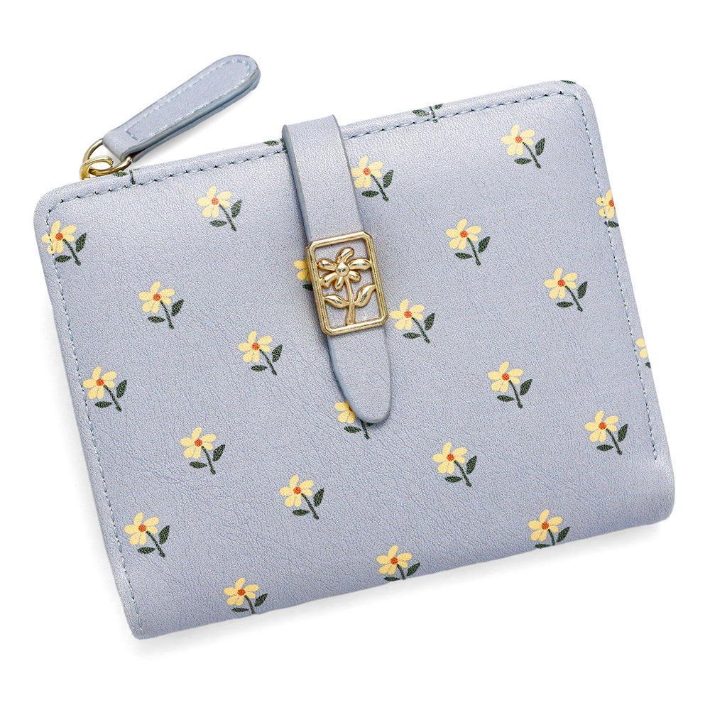Nuevas bolsas cortas de dama impresión dulce de alta calidad dos plegables billetera cremallera bolsas de cambio bolsas de tarjetas comercio exterior al por mayor
