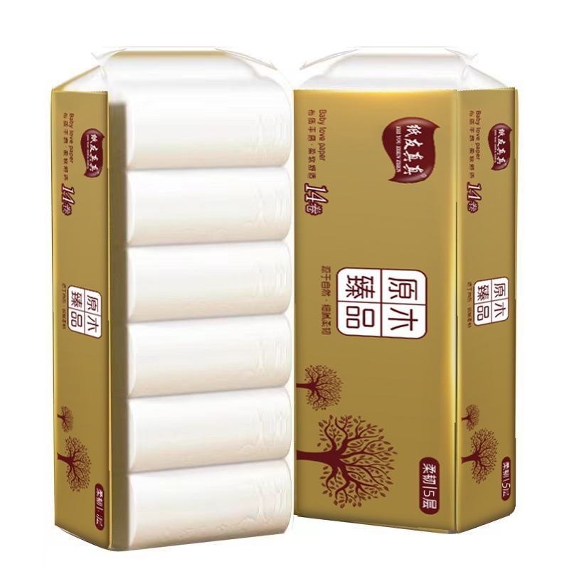 14 Rolls of Toilet Paper Wood Pulp Paper Towel Coreless Roll Paper Household Affordable Full Box Bathroom Toilet Paper Toilet Paper Small Roll