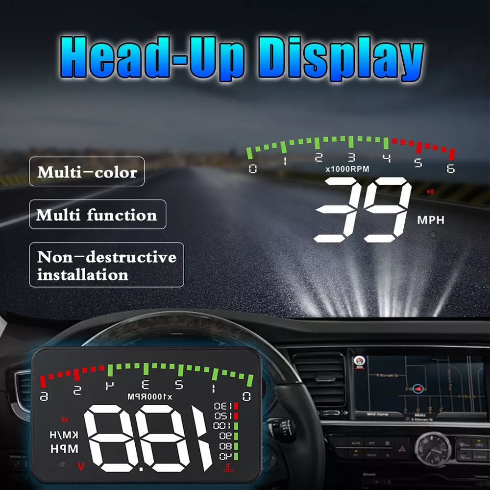 Hud Car Head-Up Display Displays Speed, Rpm, Water Temperature, and Voltage with 4 Practical Functions A900 Cross-Border