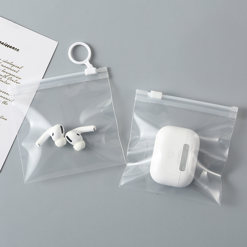 Transparent pull ring bag in stock travel storage earphone packaging key storage bag waterproof moisture-proof plastic packaging bag