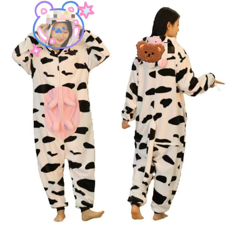 Cross-border New Halloween Flannel New Cow Cartoon Animal Pajamas Kuromi Home Clothes Mixed Batch