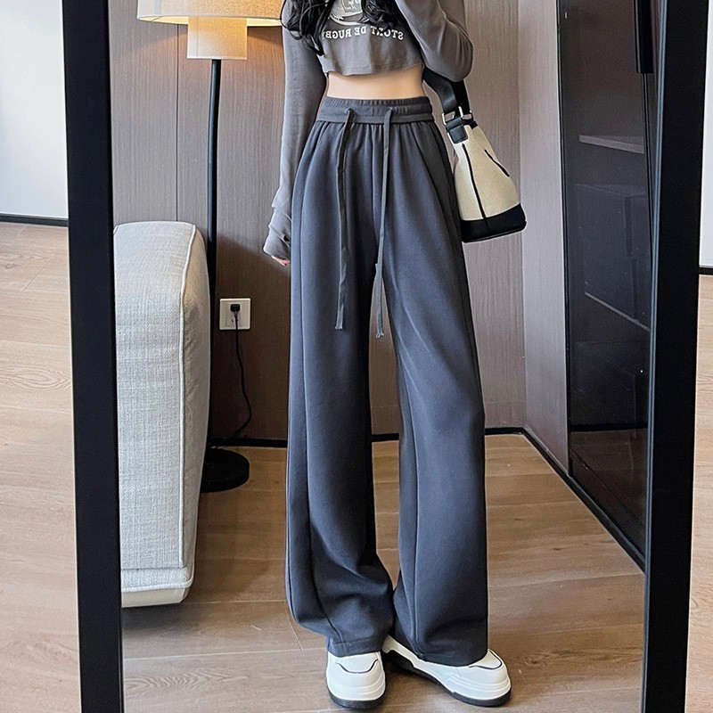 窄版香蕉裤女2025新款春秋小个子美式运动卫裤高腰显瘦直筒阔腿裤|undefined