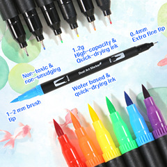 Dual-Head Watercolor Brush Bag Set for Children's Art and Painting, Colorful Liner and Coloring Water-Based Ink Pens, Hand Journal Pens Wholesale