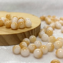 且末半糖料玉石散珠优化和田玉米黄色玉石圆珠DIY手链项链配珠