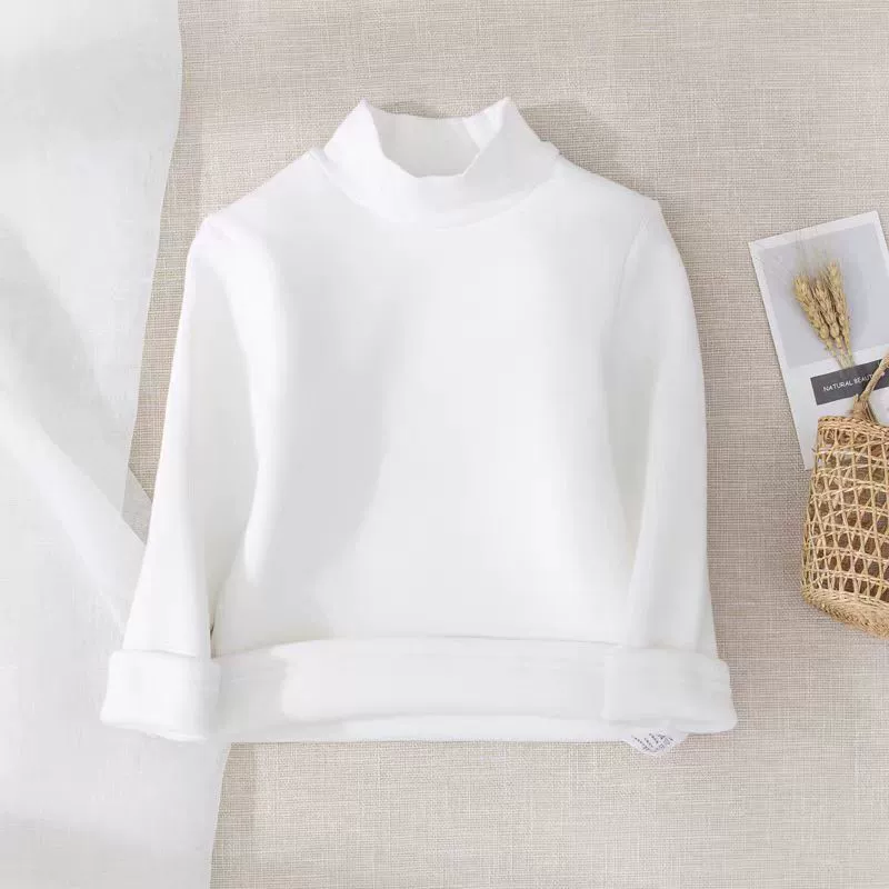 Children's Demi-Season T‑Shirt, Body‑Friendly Cotton, Long Sleeve, High Collar, Korean Style