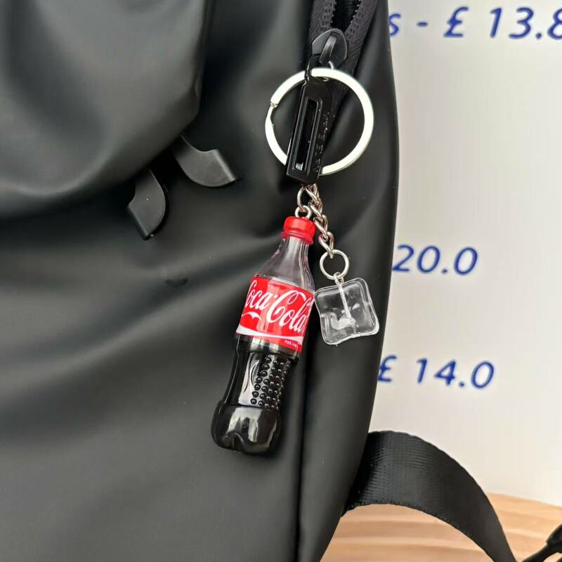 Creative Ice Coke Keychain Mini Large Funny Beverage Bottle Ice Cube Bag Pendant New Strange Cross-border Wholesale
