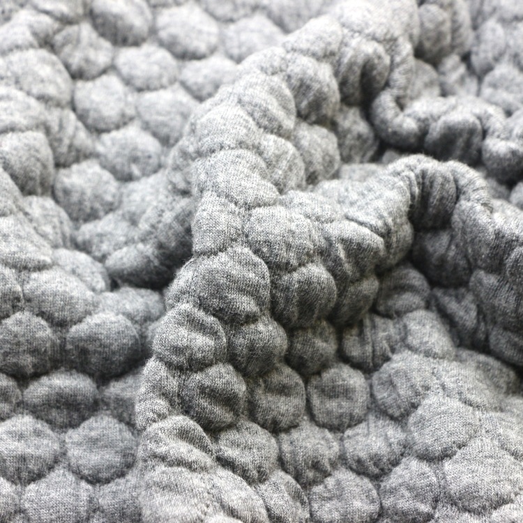 针织纬编色织弹力提花金银丝夹丝布3D泡泡布CVC空气层布服装面料