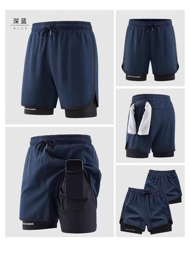 Athletic Shorts Running-Specific Loose Non-Slip Three-Piece Pants Double-Layer Quick-Dry Workwear Casual Pants Printed
