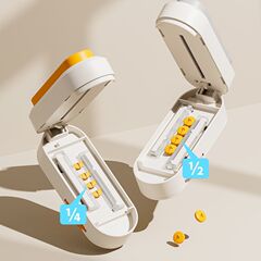薬カッター、携帯用カッター、半分カッター、ピルボックス、錠剤カッター、四分、日本式