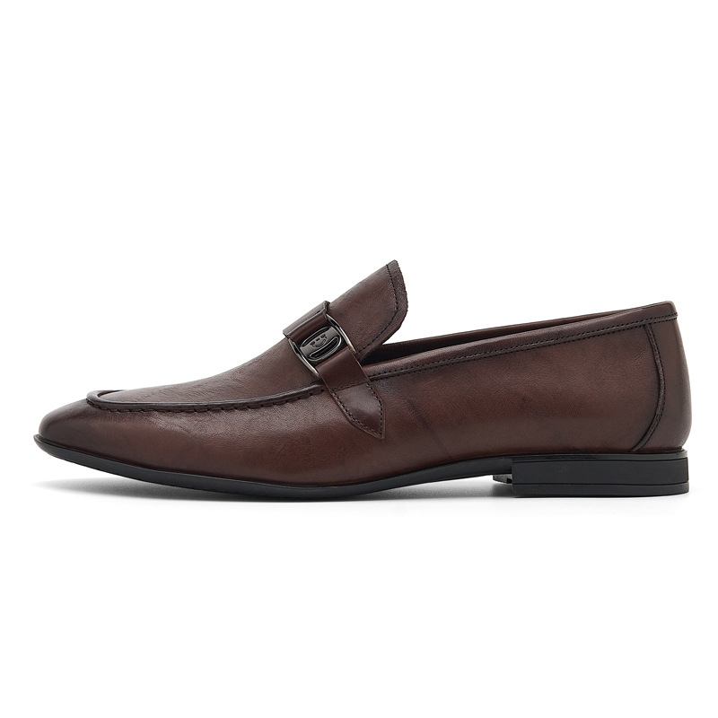 Spring New Men's Loafers British Fashion Slip-On Leather Shoes Soft Leather Soft Sole Business Casual Shoes for Men