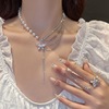 Necklace from pearl with tassels, chain for key bag , choker, light luxury style