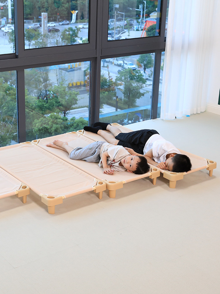 Children's Daycare Breathable Mesh Bed Nap Kindergarten Single Crib Nap Bed Canvas Stackable Toddler Mesh Bed