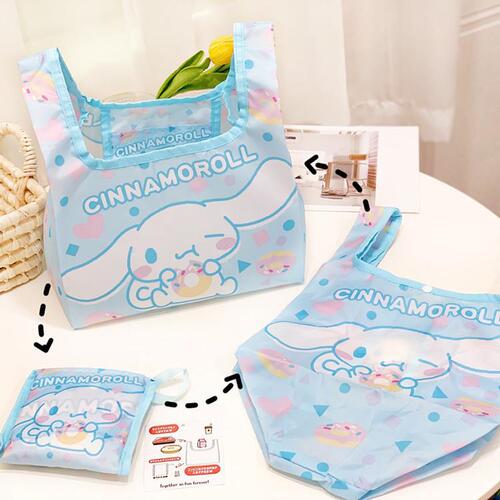 Cute cartoon foldable lunch bag Kuromi big-eared dog hand bag portable small shopping bag environmental protection bag