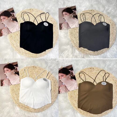 Summer ice silk latex fixed cup with chest pad solid color outer camisole slim fit and comfortable inner wear to wrap the chest