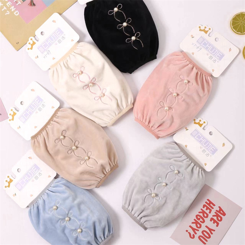 Franela impermeable bordada cocina del bebé de los hombres de las mujeres largo oversleeve mangas de la mano de los niños al por mayor estudiante Otoño e Invierno