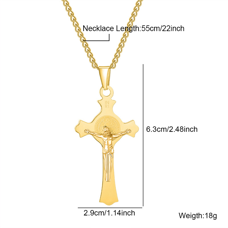 1 Piece Quantity Hip-Hop Retro Cross 304 Stainless Steel Plating Men's Pendant Necklace