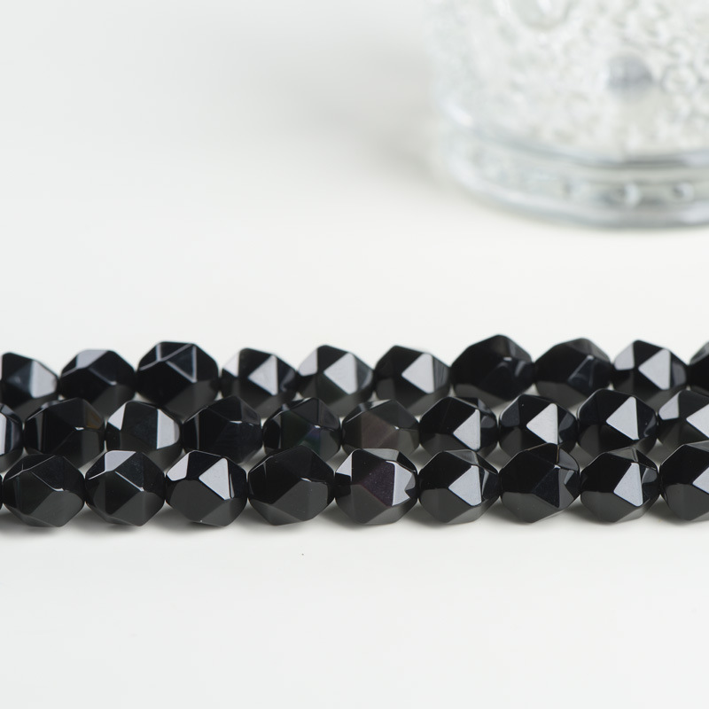 Beibeifu Obsidian Facet Diamond Facet Beads Semi-finished DIY Handmade Jewelry with Beads Accessories Wholesale