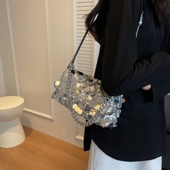 Niche textured sequin chain small bag for women 2023 new versatile French fashion cross-body small square bag shoulder bag