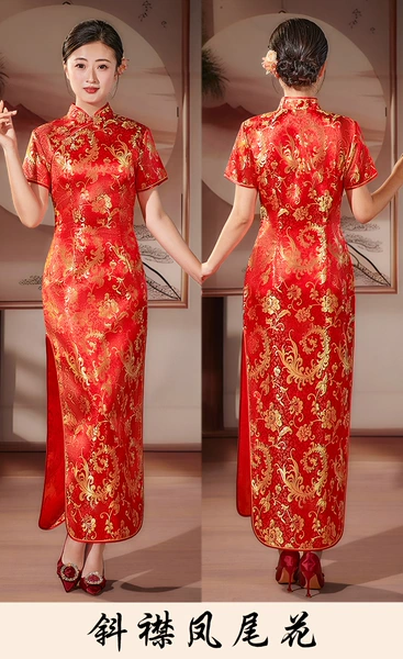 Big red - oblique-breasted phoenix flower [yun brocade style]
