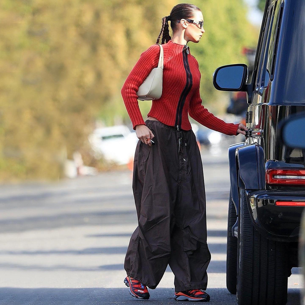 High Street 194 Vintage Pantalones de trabajo de cuerda de dibujo de color sólido pareja con pantalones paracaidistas casuales rectos