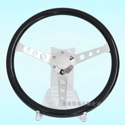 Factory Direct Sales Car Modification Glossy Black Round Hole Steering Wheel 15inch Electroplated Universal Racing Steering Wheel 380mm (Steering wheel) - 15inch-electroplated-black-steering-wheel