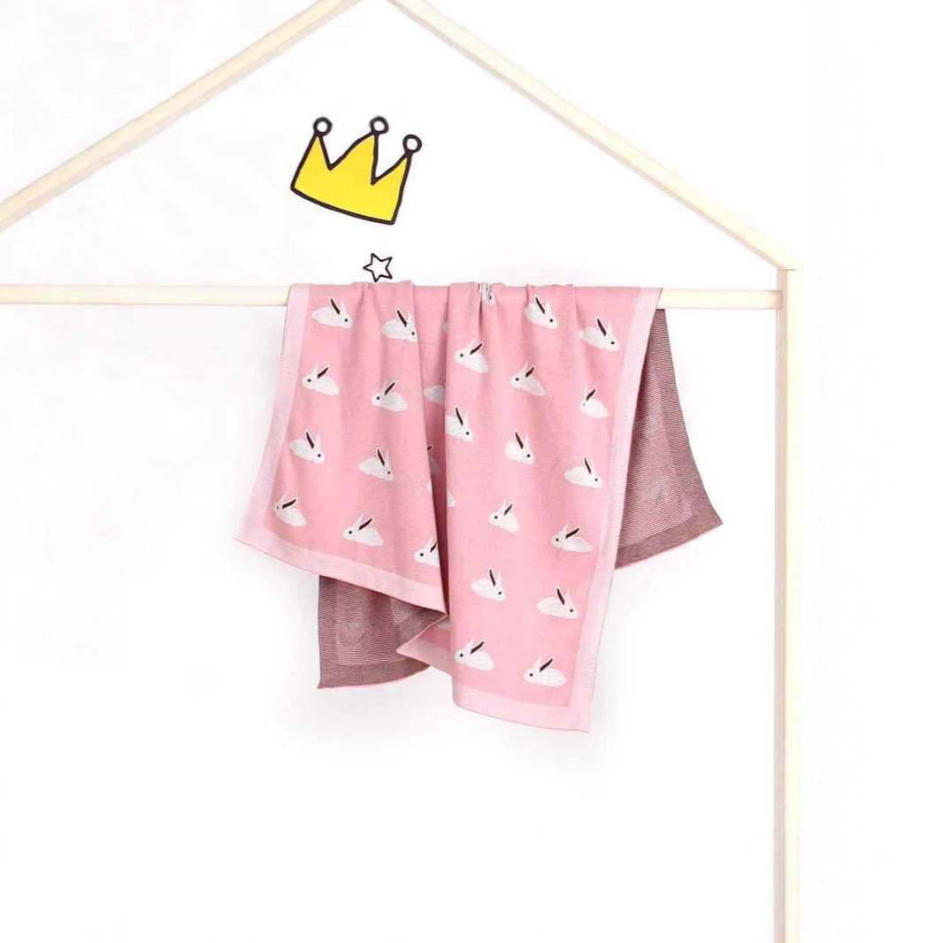 Cross-Border European and American Wholesale Autumn and Winter New Baby Pure Cotton Rabbit Knitted Blanket Baby Windproof Warm Blanket Quilt
