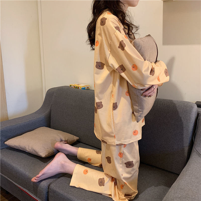 Pijamas de manga larga de las mujeres de primavera y otoño más tamaño pijamas de verano de las mujeres ropa de abrigo estilo coreano pijamas de las mujeres más tamaño traje de desgaste para el hogar image 41
