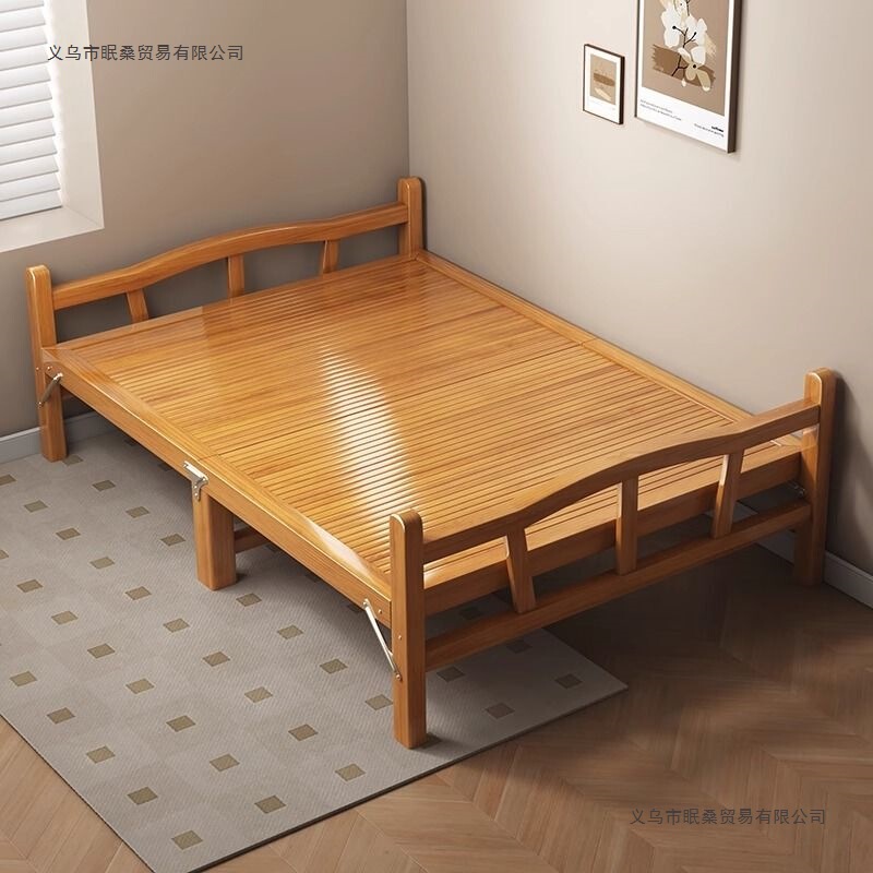 Bamboo Bed Folding Bed Adult Home Lunch Break Bed Portable Simple Lunch Break Bed Rental Room Hard Board Bamboo Board Wooden Bed