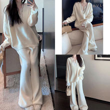 两件套/单件韩系潮流个性显瘦针织衫+时尚百搭阔腿裤子套装女