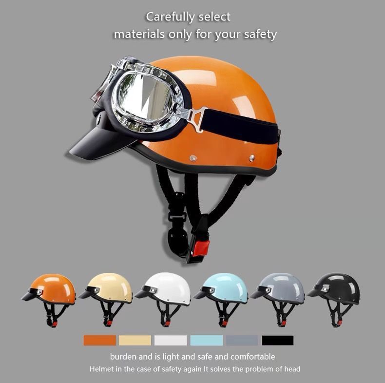 Electric Motorcycle Retro Harley Helmet 3C Half Helmet Summer Sunscreen UV Protection