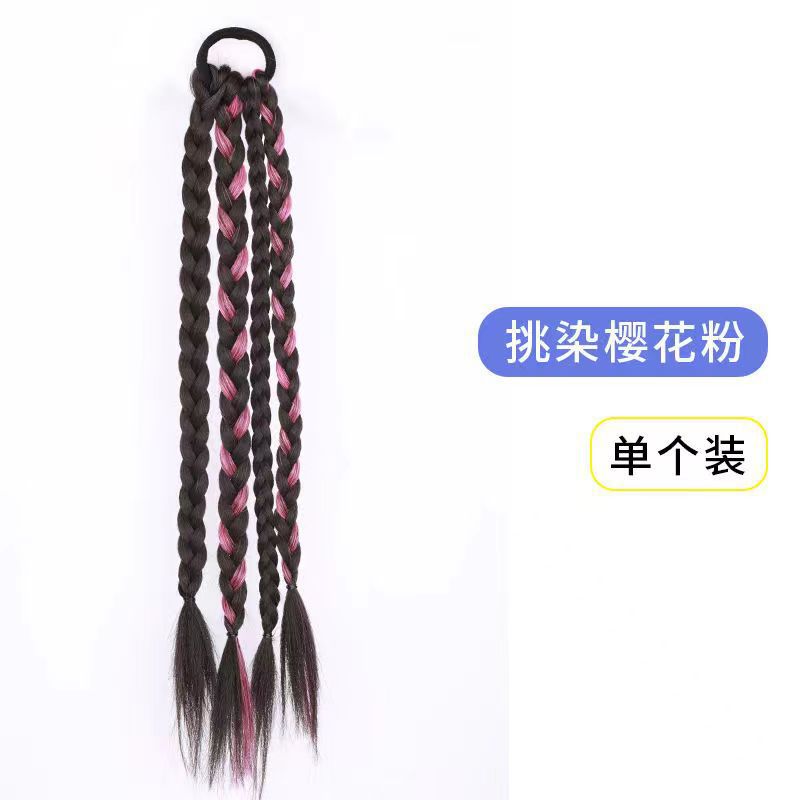 Personalidad de la chica alta peluca de cola de caballo trenzas dulces y frescas trenzas de boxeo de doble cola de caballo simulación de correa de hueso de pescado trenzas sucias