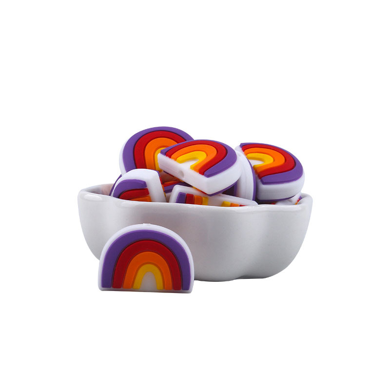 Creativo DIY bebé suministros de dibujos animados de silicona Arco Iris juguete mordedor bebé molar pezón anti-gota cadena Accesorios