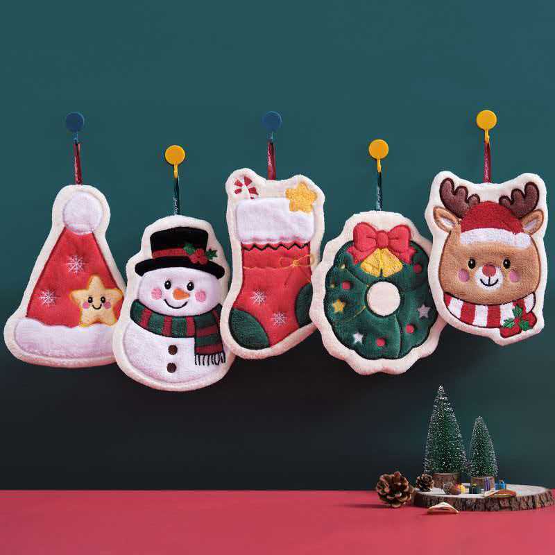 Coral fleece Christmas hand towel, cute hanging towel for kitchen and bathroom, thick and absorbent, Christmas decoration towel Coral fleece Christmas hand towel, cute hanging towel for kitchen and bathroom, thick and absorbent, Christmas decoration towel