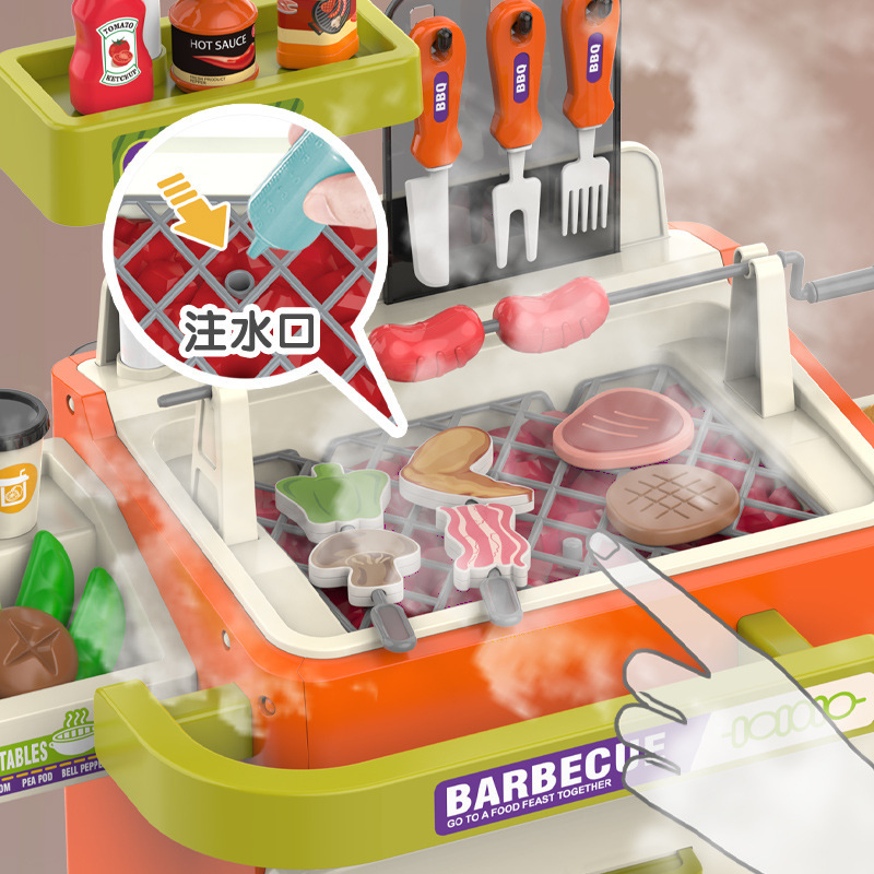 Niños transfronterizos en casa mesa de barbacoa juguetes BBQ set cocina barbacoa kebab simulación carritos de alimentos