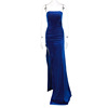 Classic retro velvet tube top, long skirt, evening dress, slim fit