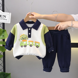 Foreign trade wholesale children's clothing men's spring and autumn suit 2024 new men's baby clothes children's fashion casual two-piece set