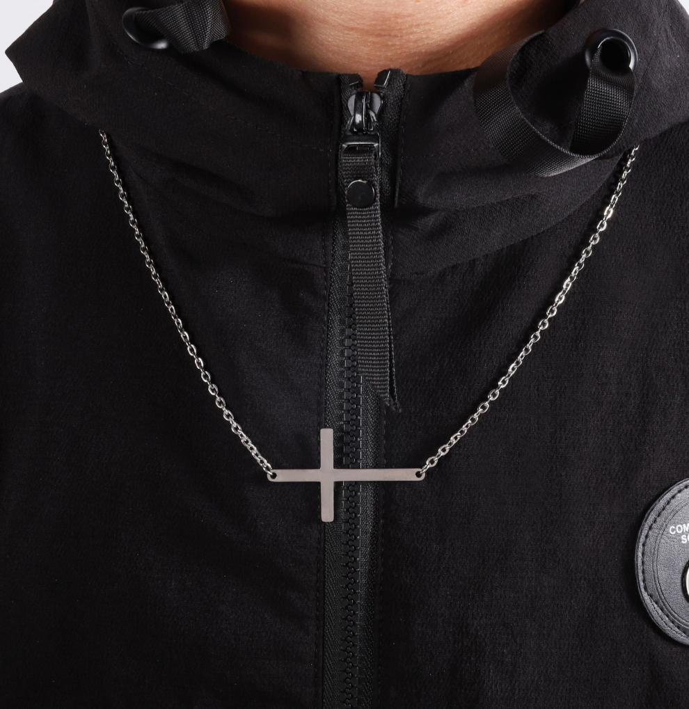 Personalised Side Cross Necklace Minimalist Titanium Steel Jewelry_voghion.com