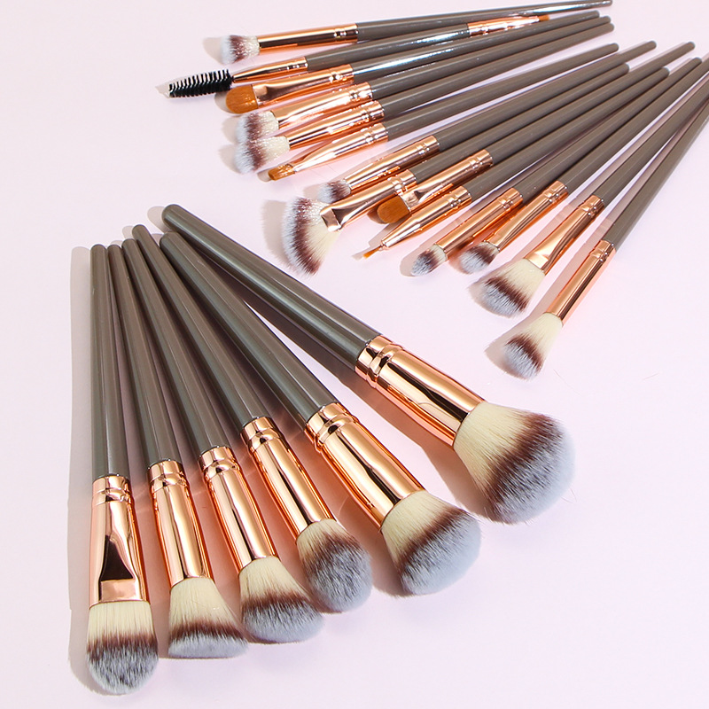Yicolor nuevo cepillo de maquillaje traje 20 pelo fibra marrón conjunto completo polvo suelto sombra ojos reparación herramientas belleza en stock