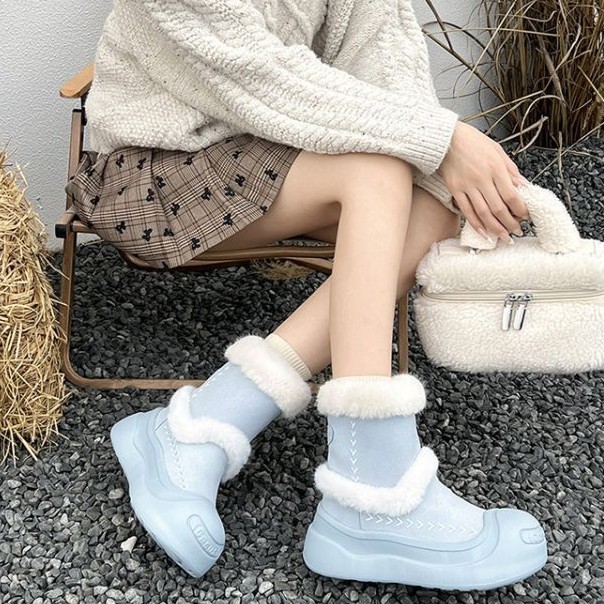 网红棉靴女2025冬季新款超火保暖百搭厚底防滑加绒皮毛一体雪地靴|undefined